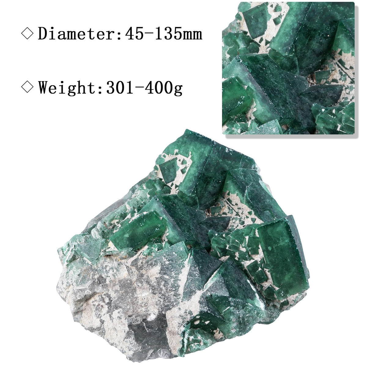 Amogeeli Natural Green Fluorite Crystal for Home Office Tabletop Decor Rough Stone Mineral Specimen for Healing 0.66-0.88 lb