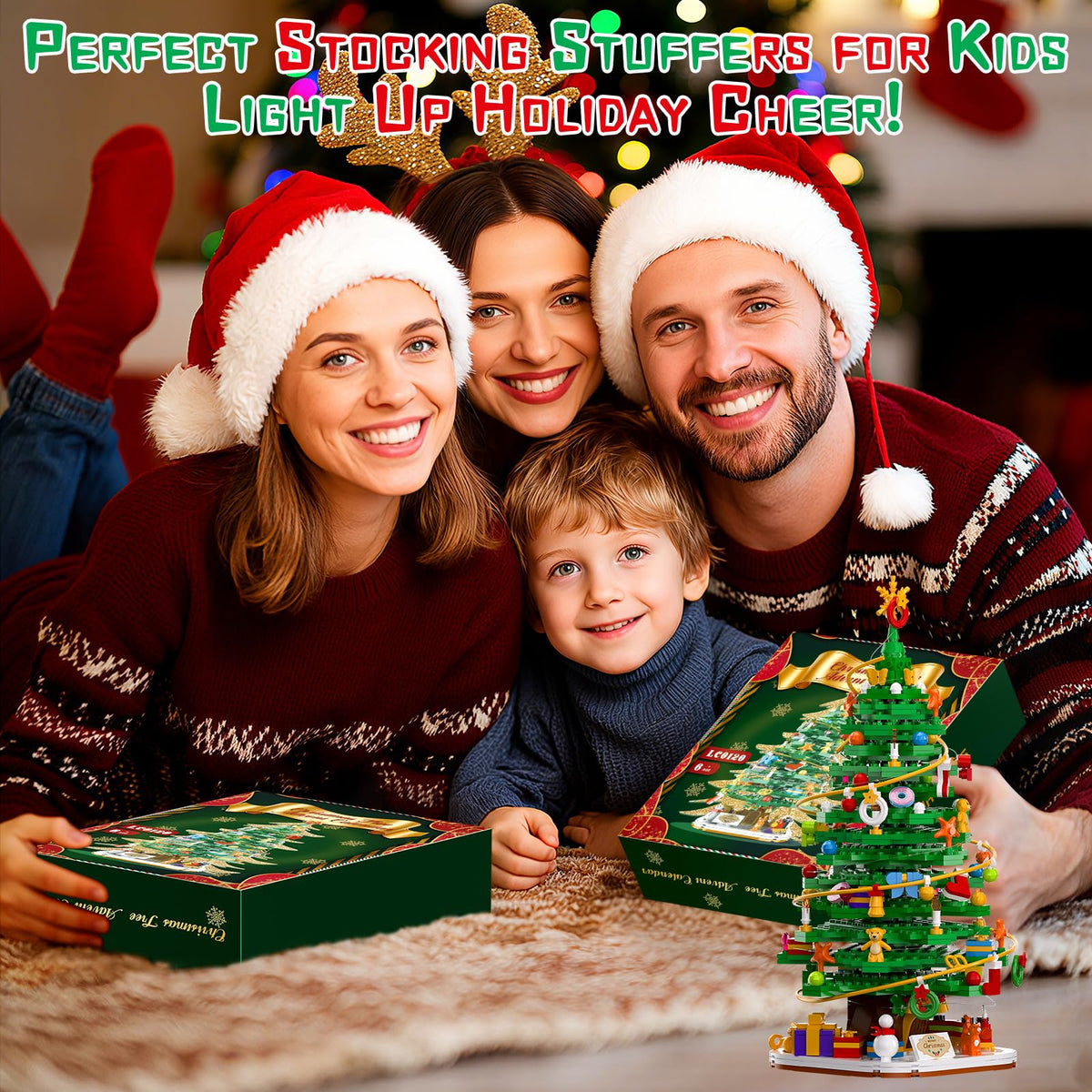 Christmas Tree Building Block Set with Light Kit, Building Toy Compatible with Christmas Sets, Xmas Tree Holiday Decoration for Kids Ages 8-14, Stocking Stuffer Gift for Boy Girl Adults (661PCS)