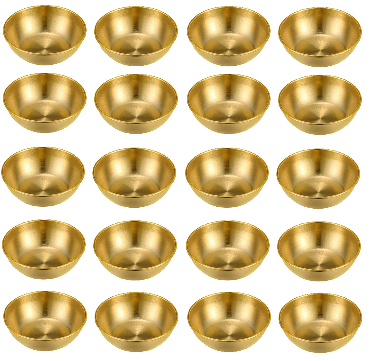 20pcs Golden Stainless Steel Sauce Dishes - Round Dipping Bowls for Condiments Seasoning Appetizers Stackable Mini Saucers for Kitchen Restaurant Sushi Restaurant 3.14 Inch