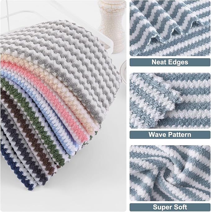 Homaxy 12 Pack Kitchen Dish Cloths, Ultra Soft and Absorbent Dish Towels