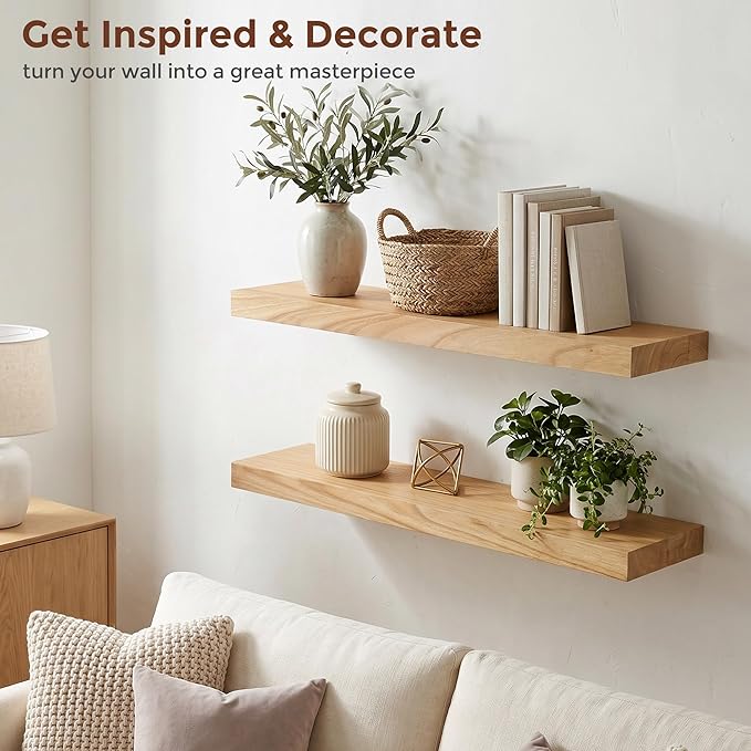 fuqing Natural Wood Floating Shelves | 24 Inch Floating Shelves