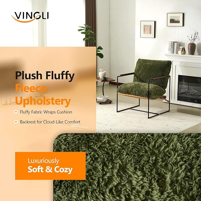 VINGLI 28" Wide Plush Upholstery Sling Modern Accent Chairs Set of 2, Cute