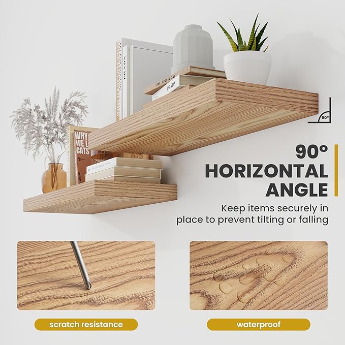 Acovy 24 Inch Floating Shelves, 9.3" Deep Floating Shelf Wall Mounted, Rustic