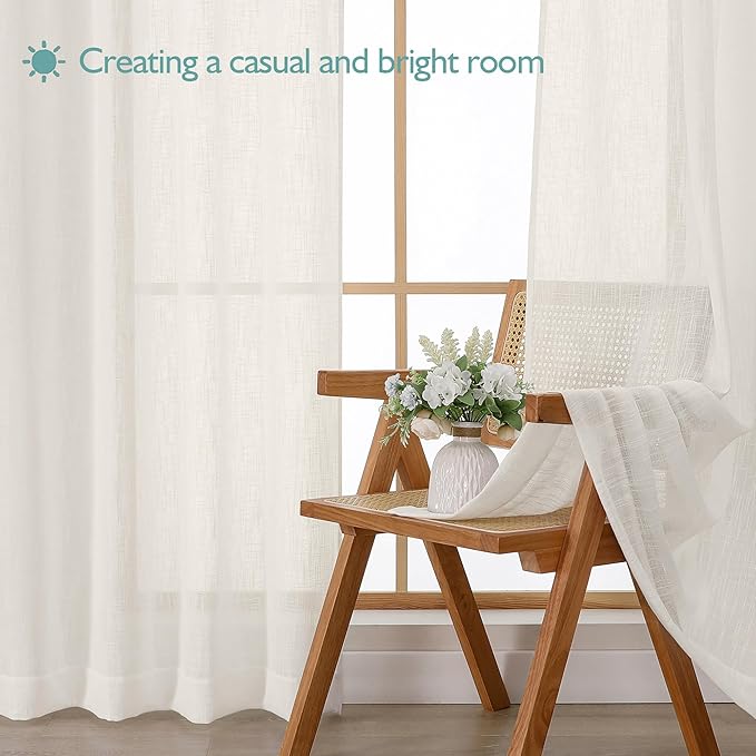 Chyhomenyc Semi Sheer Curtains 84 Inches Long 2 Panels Set, Light Filtering