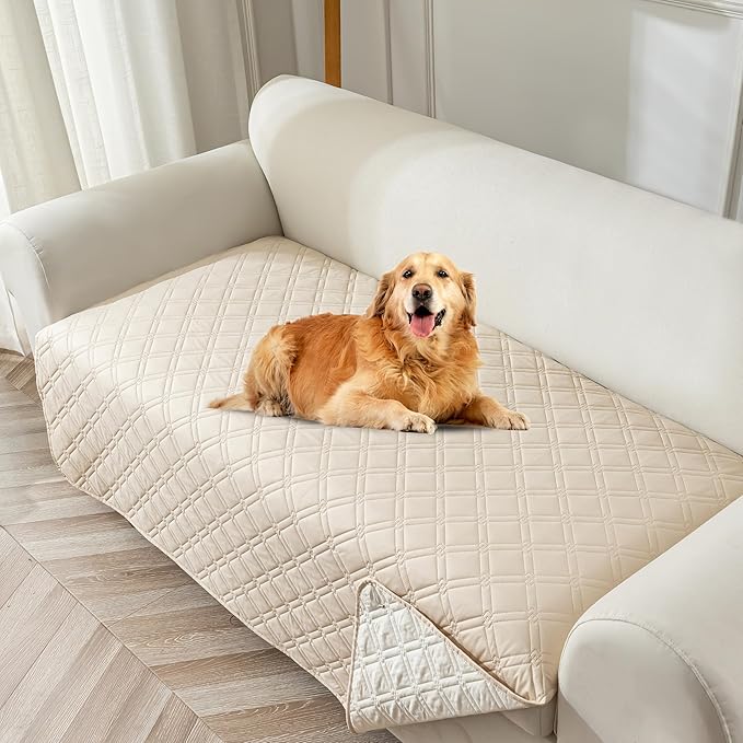Genina Waterproof Couch Cover, Washable Anti-Slip 86.6 inch Sofa Covers