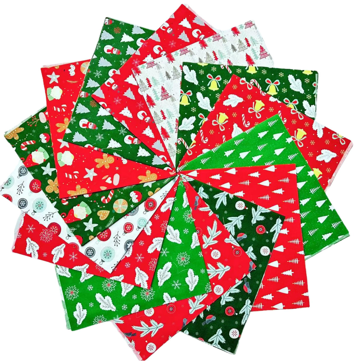SZRUIZFZ 14Pcs Christmas Quilting Cotton Fabric Bundles 18 x 22 Inch Holiday Fabric Snowman Christmas Tree Print Fat Quarters Bundles Decorative DIY for Sewing Crafts Patchwork
