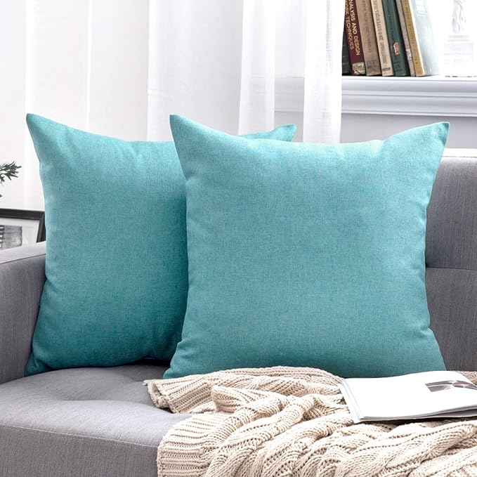 MIULEE Pack of 2 Decorative Outdoor Solid Waterproof Throw Pillow Covers Euro