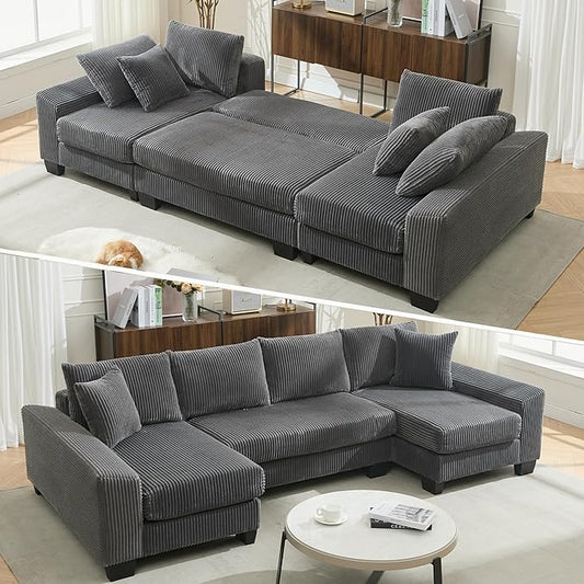 114" Sectional Couches with Pull Out Bed