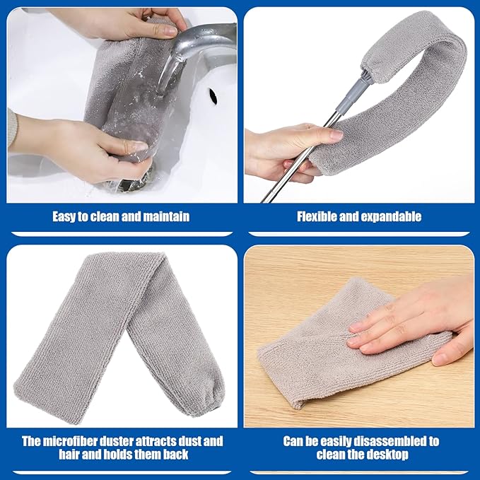 Feather Duster Set, 30-100 inch Microfiber Retractable Gap Duster