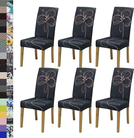 BIETYONE Stretch Dining Chair Covers Set of 6, Soft Removable Washable Kitchen