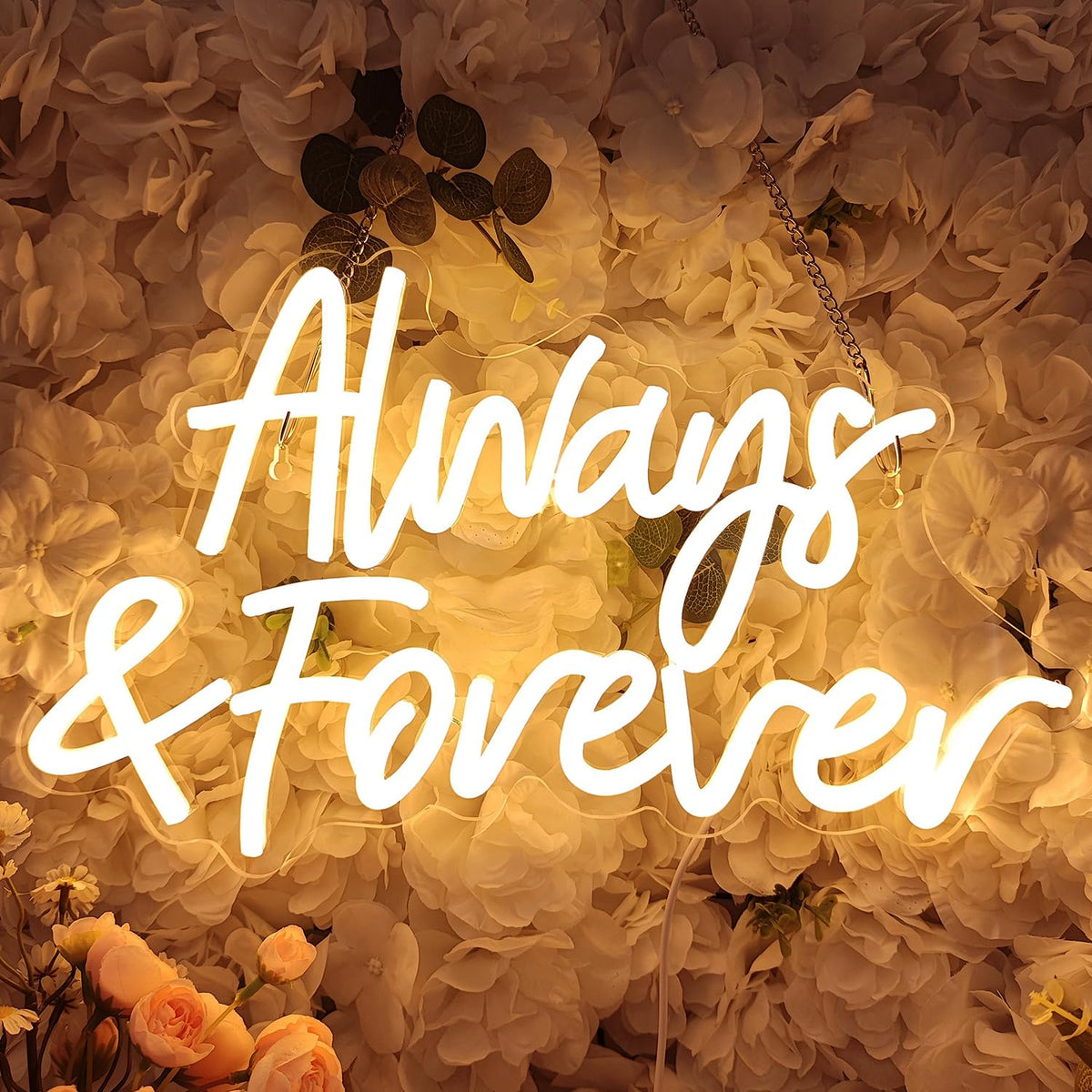 Planzo Always & Forever Led Neon Sign Light Wedding Birthday Party Backdrop Wall Decor Hanging Sign Bedroom Propose Anniversary Christmas Gifts 15.7”L X 9.4” USB Warm