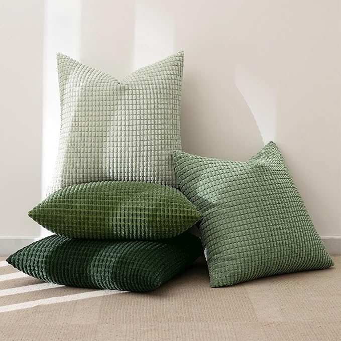 MIULEE Sage Green Pillow Covers 22x22 Inch Set of 4 Spring Boho Farmhouse Home