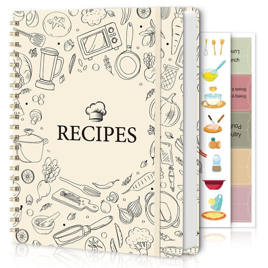 SKYDUE Blank Recipe Book to Write In Your Own Recipes, 8.5" x 11" Hardcover Recipe Journal with 140 Pages and Category Tabs