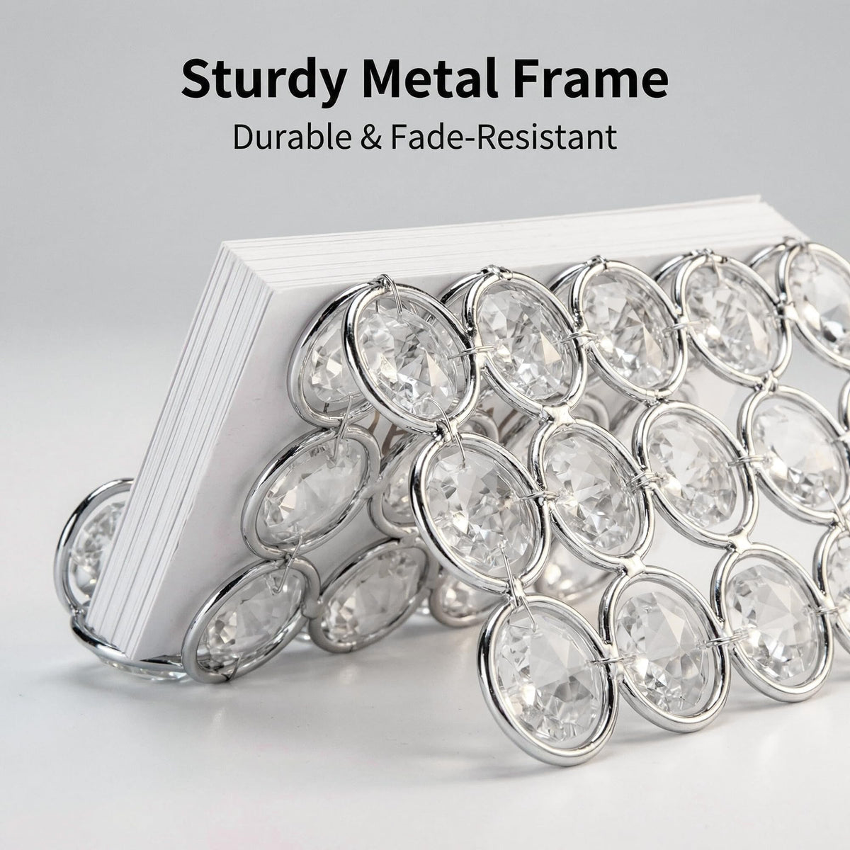 Feyarl Crystal Business Card Holder Stand Office Business Name Cards Display Sparkly Desktop Gift Card Photo Organizer Storage for Office Meeting Desk Front