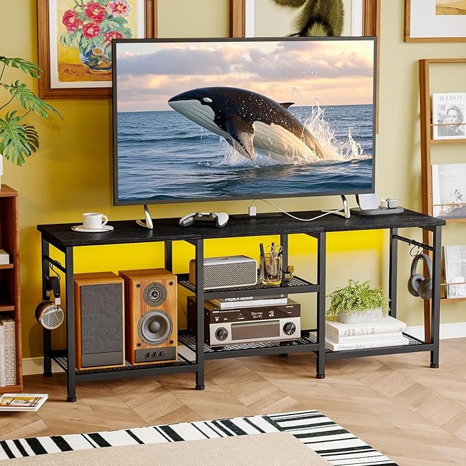 YGEOMER Black Entertainment Stand