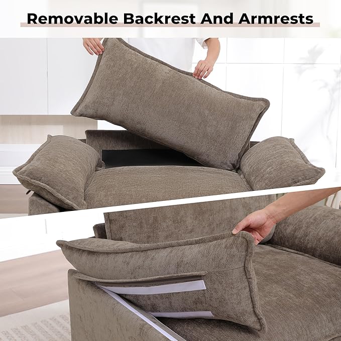 Oversized Accent Chair with Ottoman, Upholstered Armchair with Extra Thick