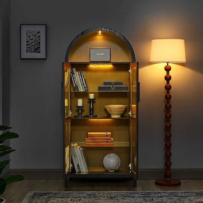 67" Black Tall Display Cabinet