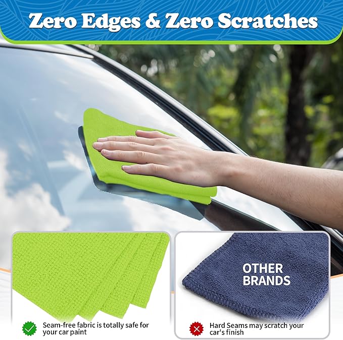 FIXSMITH Microfiber Cleaning Cloth, Shop Towels Bulk, 24 Pack Green Microfiber