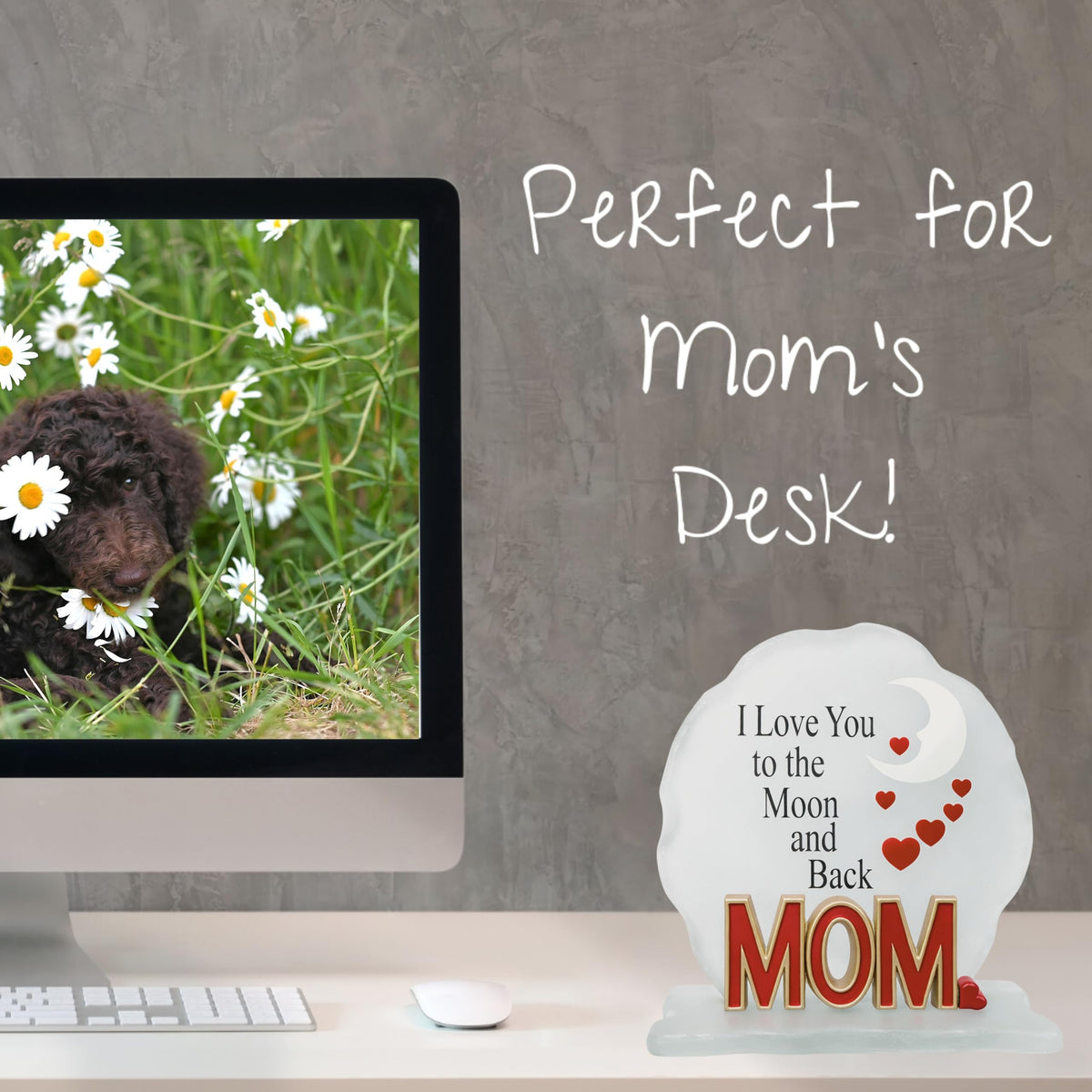Mom Message Plaque Gift for Mom from Daughter or Son – “I Love You to the Moon and Back” Acrylic Keepsake – Sentimental Mother Gift for Mother’s Day, Birthday, Christmas Decor Sign