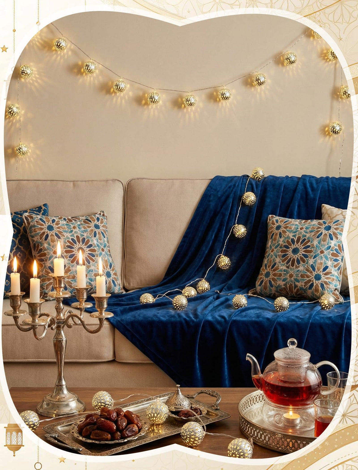 8.5Ft Moroccan String Lights Plug in, 10 LED Silver Metal Globe Fairy Lights, Warm White Hollow Lantern Decorative Lights for Ramadan Eid Mubarak Diwali Bohemian Home Bedroom Patio Party Wedding Decor