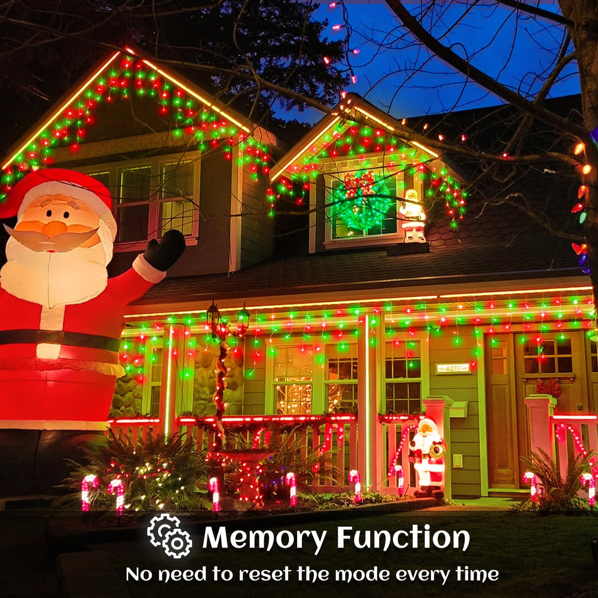 66ft Icicle Lights for Outside, Red and Green Christmas Lights Outdoor Indoor, 640 LED Twinkle String Lights with 120 Drops, Clear Wire Short Curtain Light for Thanksgiving Room Home Wall Bedroom