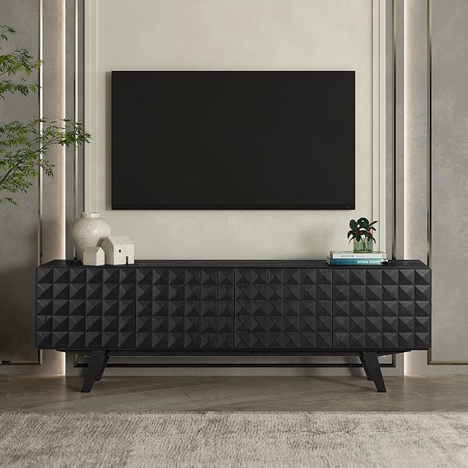NTC Sapa Mid-Century Modern Solid Wood TV Stand 4-Door Media Console