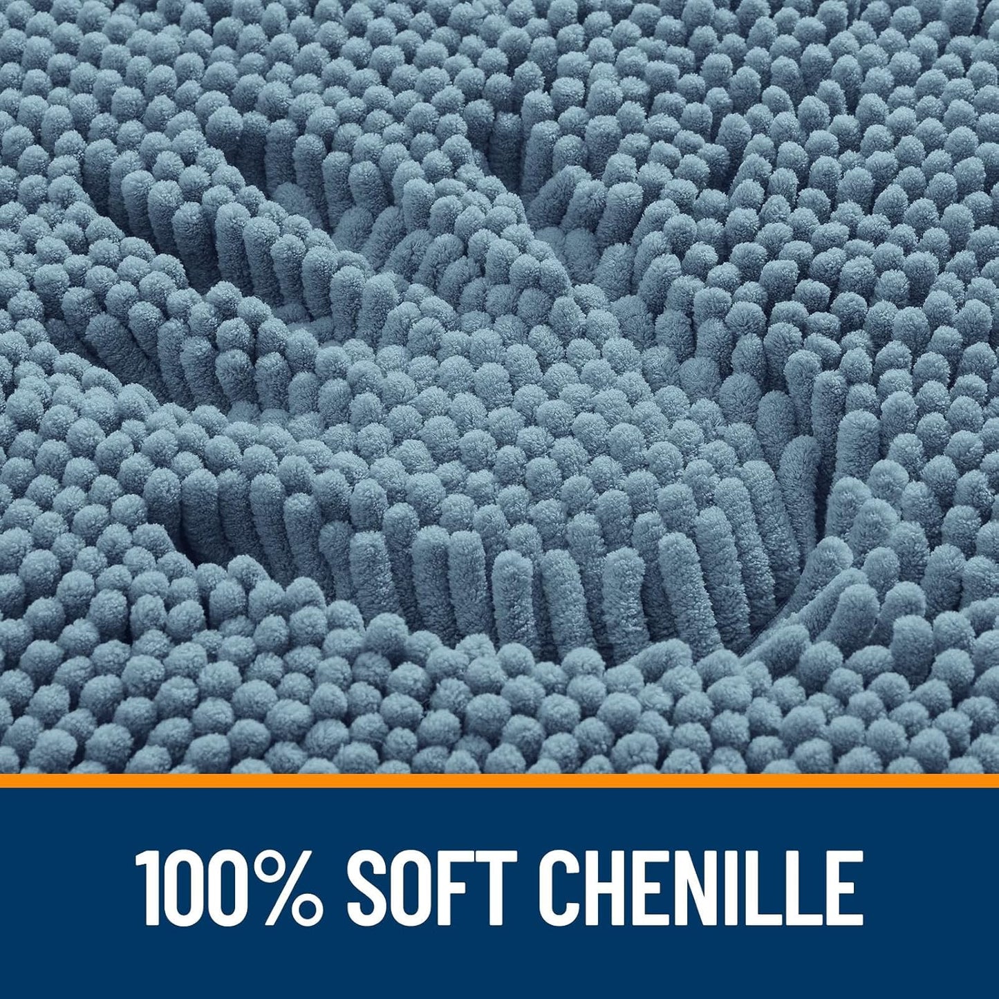 OLANLY Large Bathroom Rugs - Extra Soft Chenille Bath Mats with Rubber Backing | Quick Dry, 70x46, Airy Blue