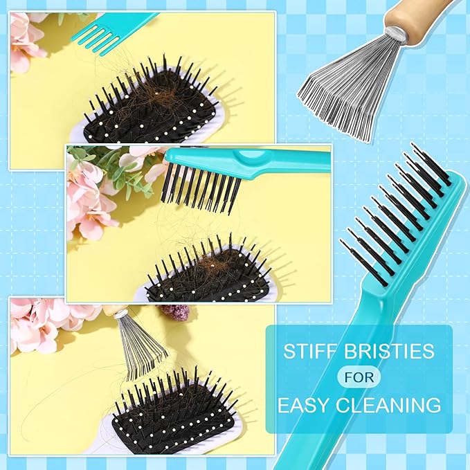 Boao 2 Pieces Hair Brush Cleaning Tool Comb Cleaner Brush Mini Comb Cleaning