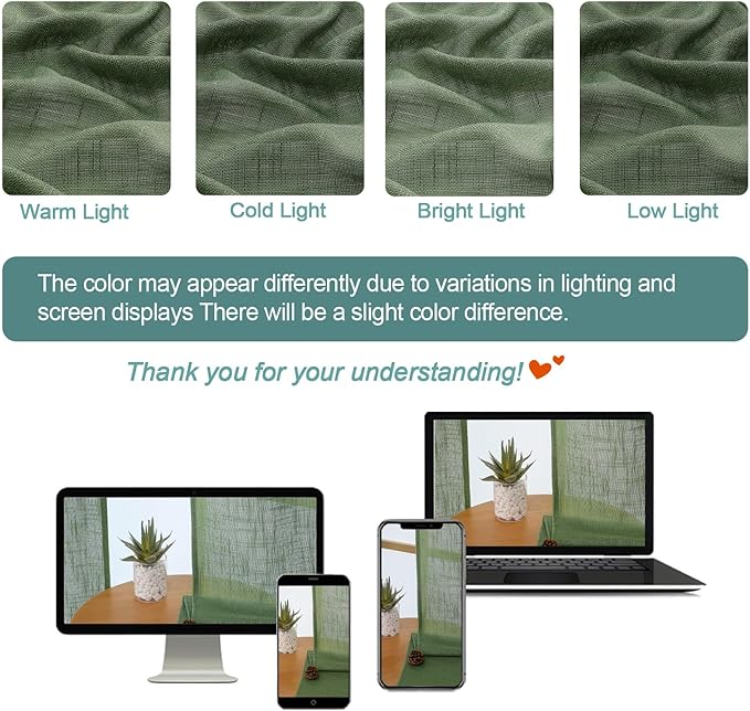 Chyhomenyc Sage Green Semi Sheer Curtains 96 Inches Long 2 Panels