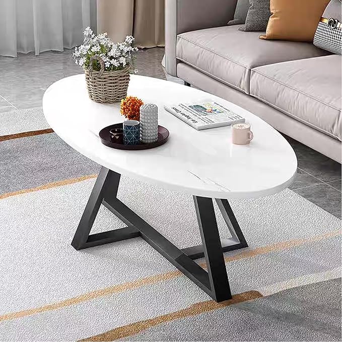 Wolawu Coffee Table Small Oval Table, Modern Center Tea Tables