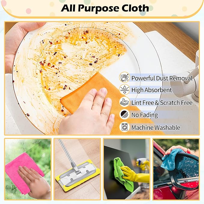 FIXSMITH Microfiber Cleaning Cloth, 20 Pack Cleaning Rags, Cleaning Towels