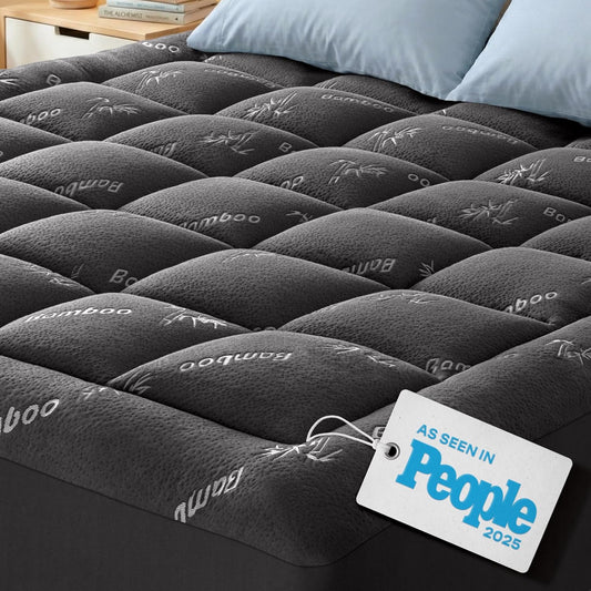 Niagara Ultra Soft King Size Mattress Topper - Bamboo Viscose Pillow Top for Back Pain Relief | Naturally Cooling, Dark Gray