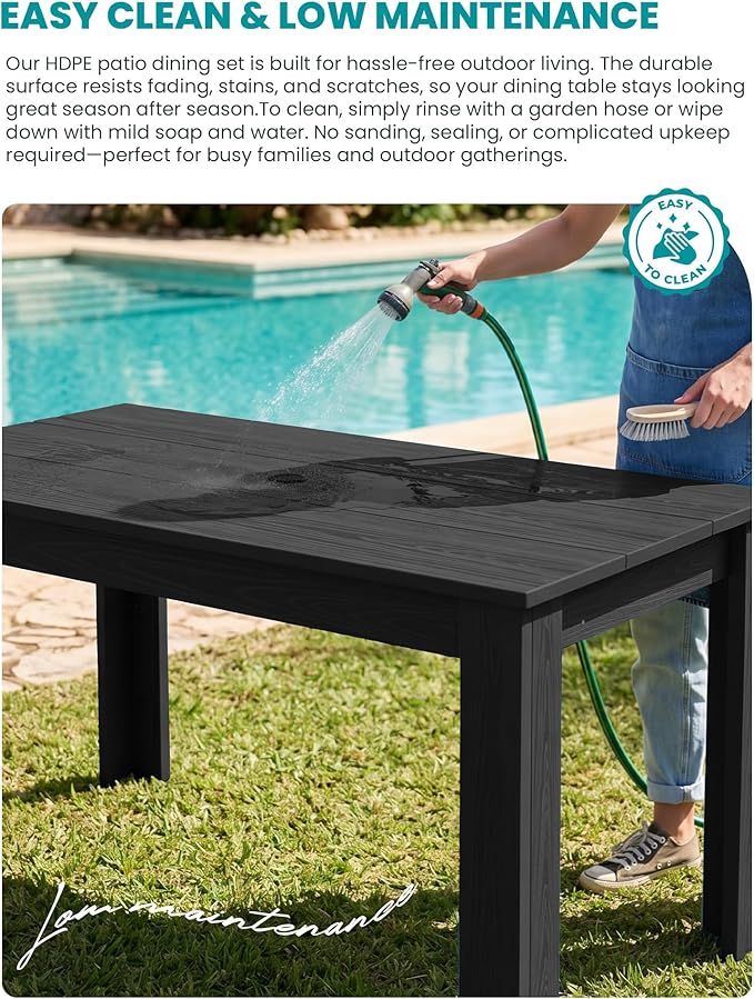 SERWALL Outdoor Dining Set for 8 – HDPE Patio Set