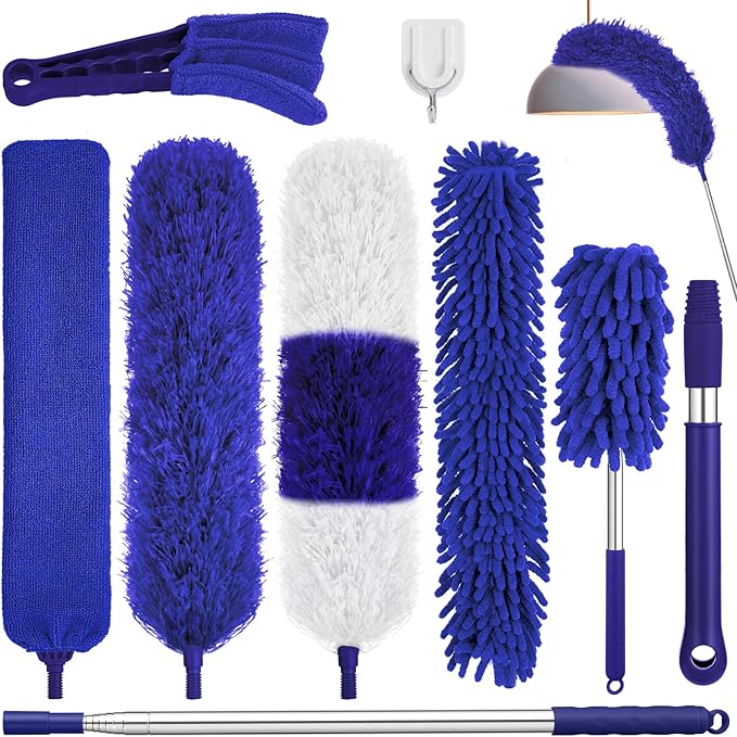 9PCS Dusters for Cleaning, Extendable Microfiber Duster