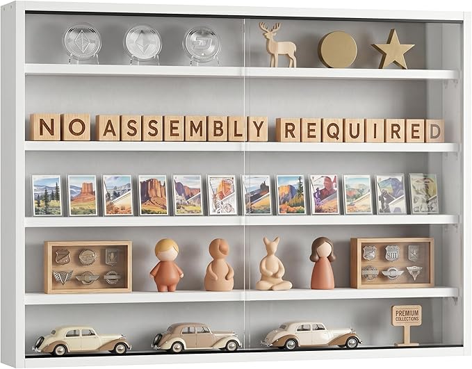 5-Tier Wall Mounted Display Cabinet, No Assembly Required Ready to Use Out of