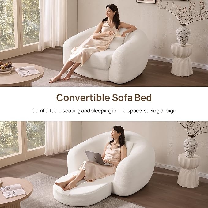 SICOTAS 90.6" Curved Convertible Sofa Couch Bed