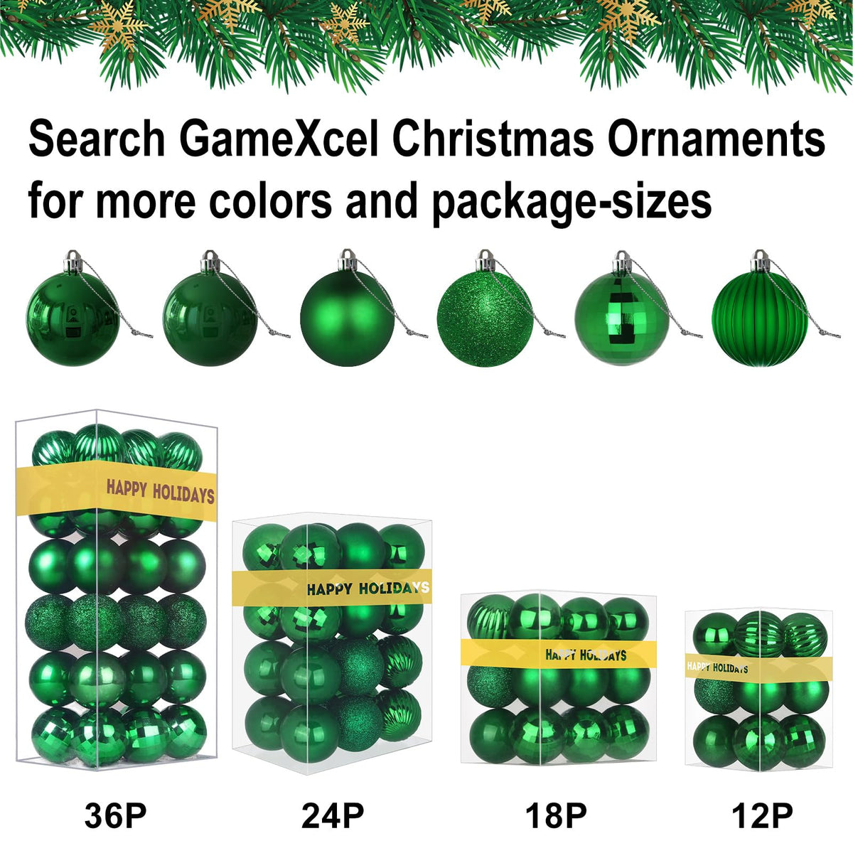 Emerald Green 3.2" Large Christmas Balls - Christmas Tree Decoration Ornaments Shatterproof Hanging Balls for Birthday St. Patrick's Day Easter Mardi Gras Holiday Wedding Decorations Set of 18pcs