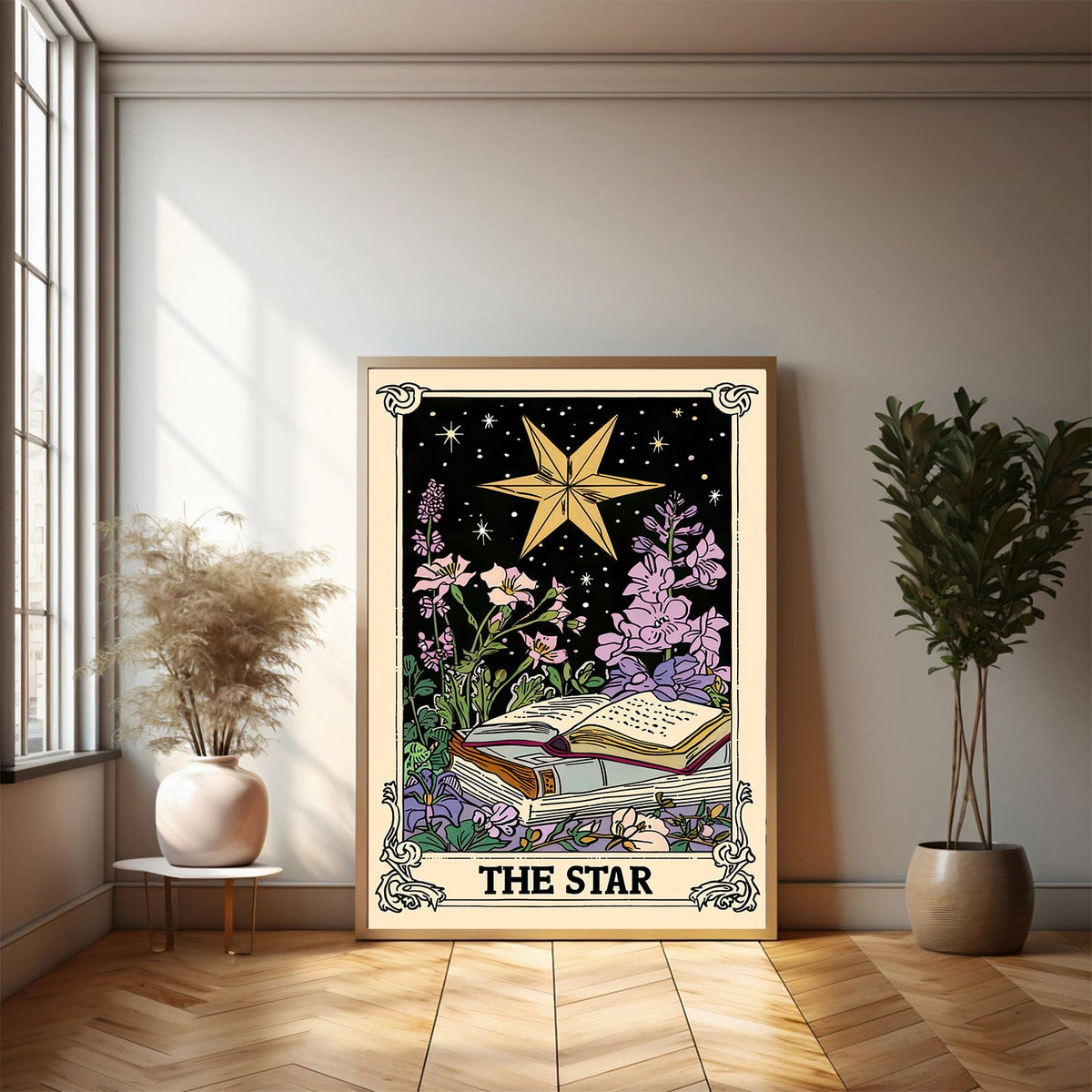 Retro Bohemian-style star Tarot card wall art aesthetics Astrology Tarot card magic bedroom aesthetics wall art decoration room bedroom living room 16x24inch Unframed