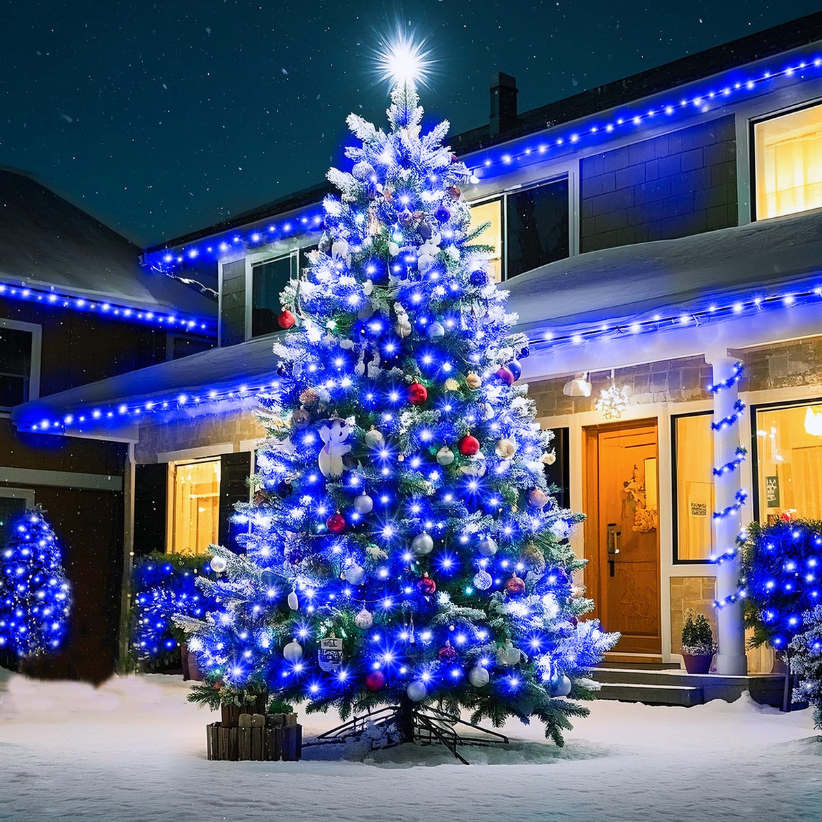 KNONEW 403ft 1000 LED String Lights Outdoor Christmas Light 8 Modes & Timer Fairy Lighting Plug in Waterproof for Xmas Yard Tree Wedding Party Holiday Decorations (Blue)