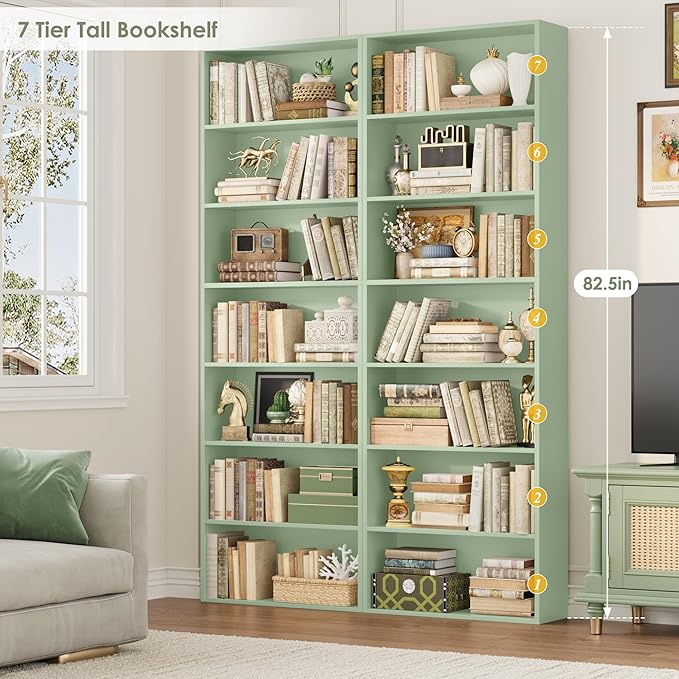 FACBOTALL 82" Tall Bookshelf, 7-Tier Open Shelves Bookcase, Freestanding