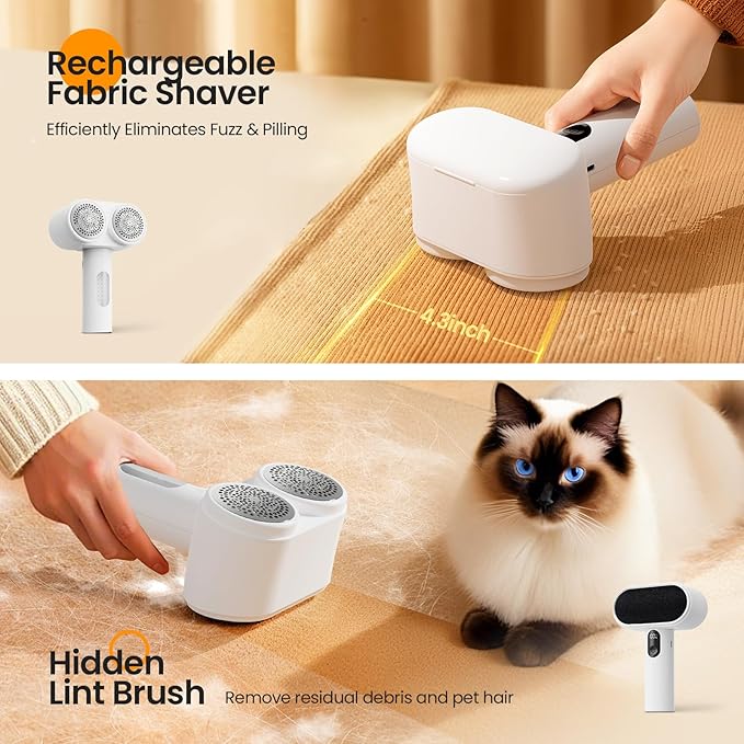 Mosthink Fabric Shaver, 2-in-1 Electric Lint Remover & Build-in Lint Brush