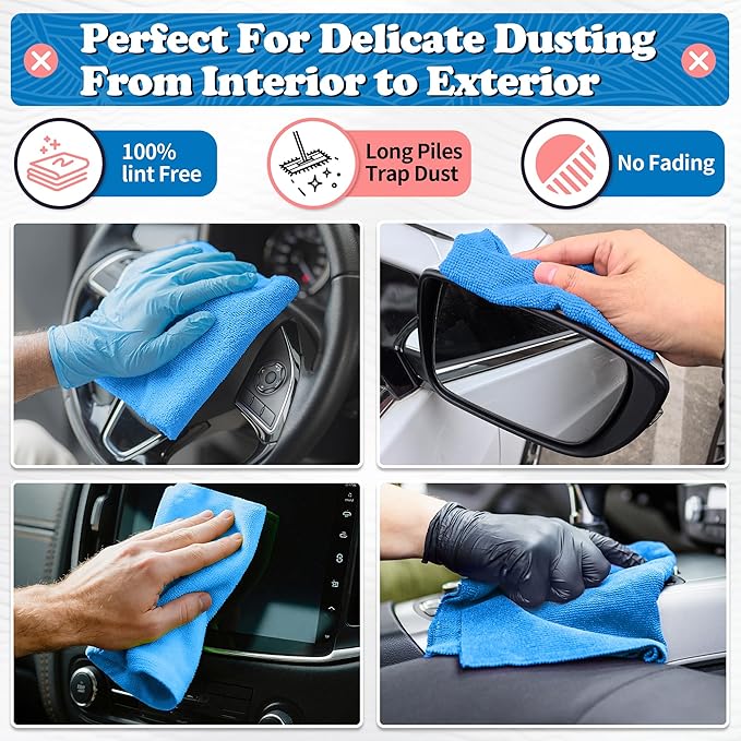 FIXSMITH Shop Towels, Microfiber Cleaning Cloth Bulk, 200 Pack Microfiber Towels