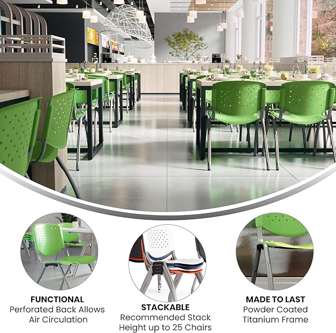 Flash Furniture HERCULES Series 880 lb. Capacity Green Plastic Stack Chair