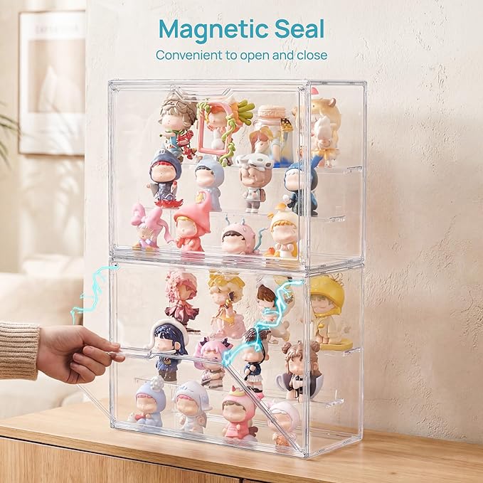 Vtopmart 2 Pack Acrylic Display Case, Stackable Figure Display Case