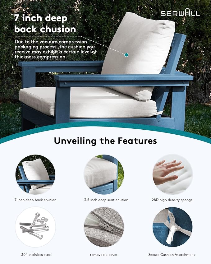 SERWALL HDPE Patio Sofa Set, 3-piece Sectional Outdoor Furniture Set, All