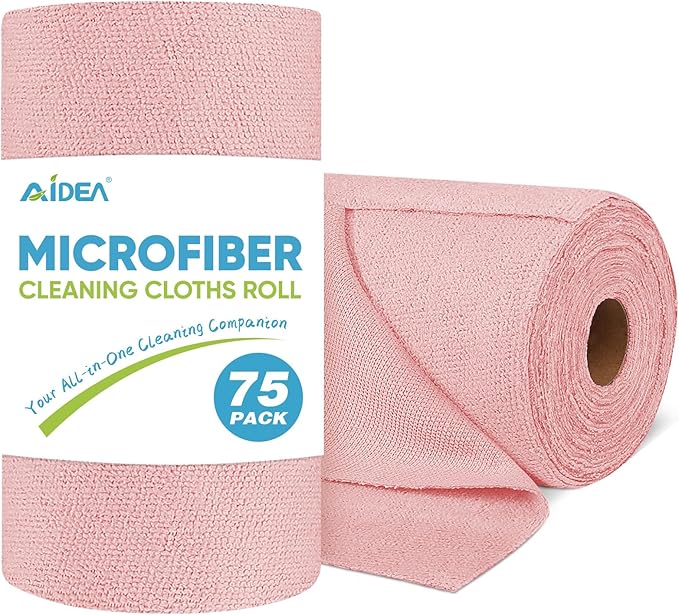 AIDEA Microfiber Cleaning Cloth Roll, Tear Away Reusable Paper Towels, Car