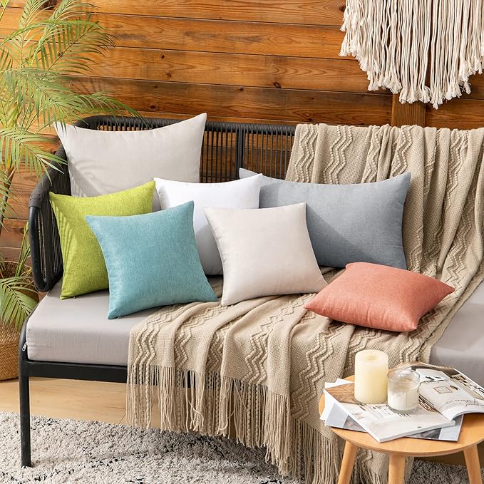 MIULEE Pack of 2 Decorative Outdoor Solid Waterproof Throw Pillow Covers Faux