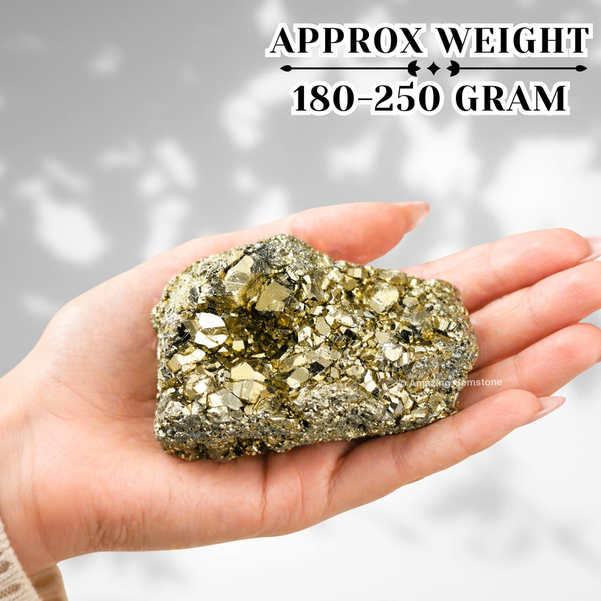 Amazing Gemstone Pyrite Crystal Stone Cluster Samples - Extra Large High Energy Natural Iron Pyrite Stone Pirita Piedra Original with Healing Properties (180-250 Gram)
