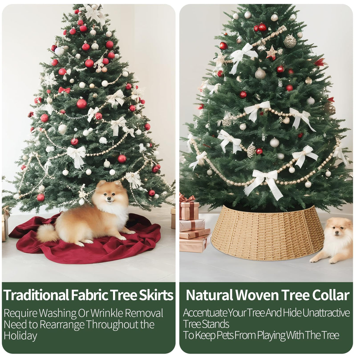 Christmas Tree Collar, 28in Farmhouse Detachable Handwoven Christmas Tree Base Cover, Rustic Tree Collar Ring, Christmas Holiday Decoration