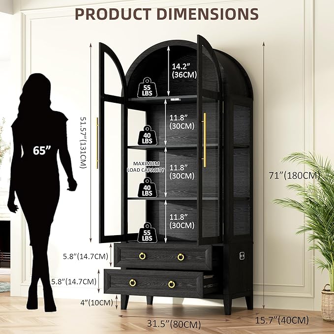 Vlsrka 71" Arched Display Cabinet